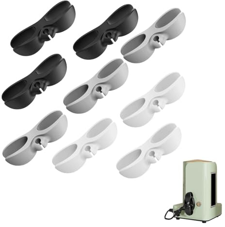 Organisateur de Câbles pour Petits Appareils, Pack de 9 Enrouleurs Autocollants en 3 Couleurs (Blanc, Gris, Noir) pour Cafetières, Friteuses, Extracteurs de Jus et Autres Électroménagers