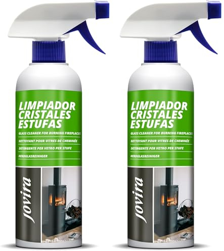 JOVIRA PINTURAS Nettoyant pour vitres de cheminée. Anti-suie. Dégraissant concentré énergique, pour un nettoyage facile de la cheminée et des vitres de cuisinières. (500 ml) (Lot de 2)