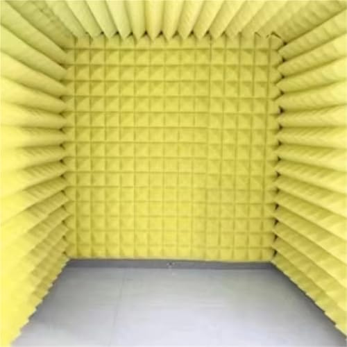 Portable Soundproof Booth - 60x60x60cm Desktop Vocal Recording Studio Cube for Microphone, Podcast, Singing & Home Music, Noise Isolation Box(Yellow)