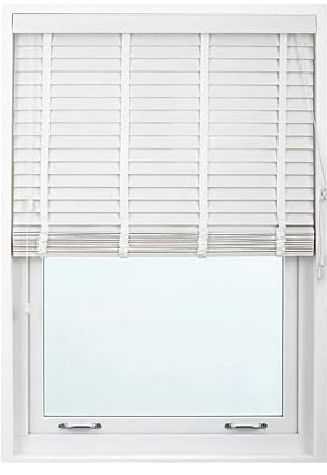 114 x 150cm White Tape Design Faux wood window Venetian Blinds, Child Safe | 50MM Slats, Windows treatments shutters, Easy Fit Home Office Blind