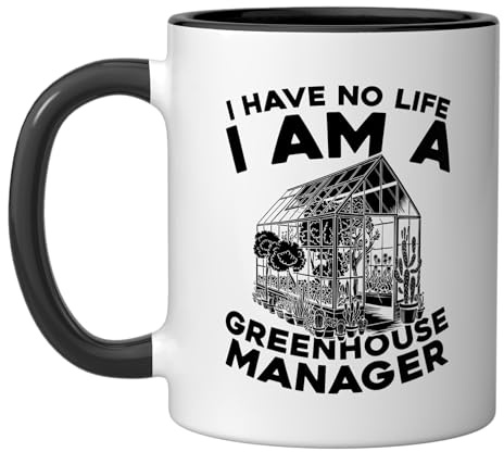 Temperature - Horticulture Cultivation Greenhouse Manager Ceramic Mug, Black/White