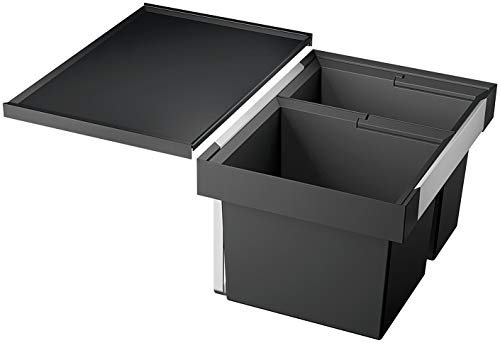 BLANCO FLEXON II 60/2 | Abfall Müllsystem | für 60 cm breite Unterschränke | System zum Einbau in Schubladen | Systemabdeckung | 1 x 30 Liter und 1 x 19 Liter Eimer | Minimale Einbauhöhe: 355 mm