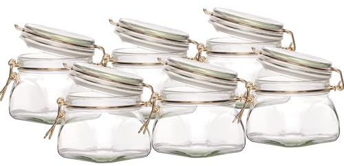 Bielmeier Set 6 Stück 550ml Einmachgläser einwecken Vorratsgläser Drahtbügelglas Gold Bügelverschluss Made in Germany