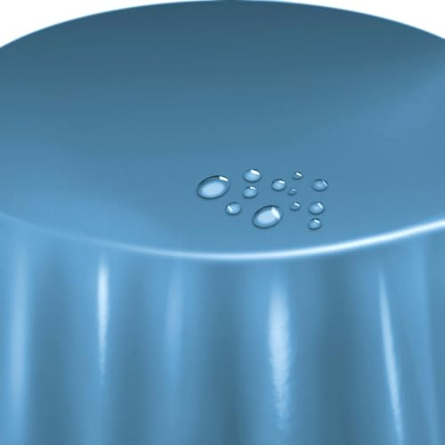 Lacktischdecke Wachstuch Wachstischdecke Hellblau Rund 120 cm abwaschbare Tischdecke, Gartentischdecke, wasserabweisend