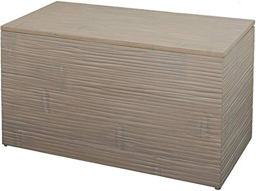 Korb-Outlet Bambus Truhe Vintage Weiß/Sitztruhe Aufbewahrung Kiste/Holztruhe Wäschetruhe/Box Flur-Bank (Klein)