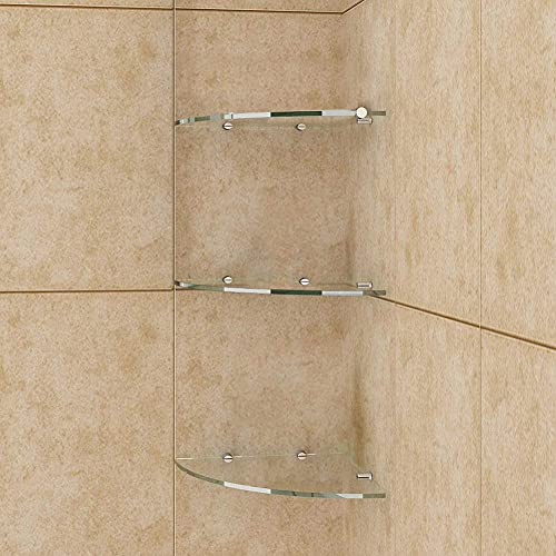 ELEGANT 8 mm Glas-Wandregal Glasregal Eckregal für Duschwände Duschkabinen Klarglas Regal Ablage Sicherheitsglas (TYPE3)