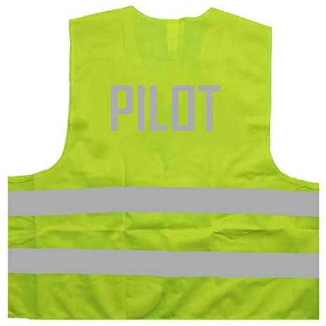Warnweste - Signalweste - Pilot - Warnweste mit reflektierendem Aufdruck - Größe L/XL, Gelb