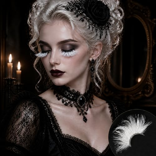 Dorisue White halloween lashes Peacock feather eyelashes The White Queen Dramatic eyelashes