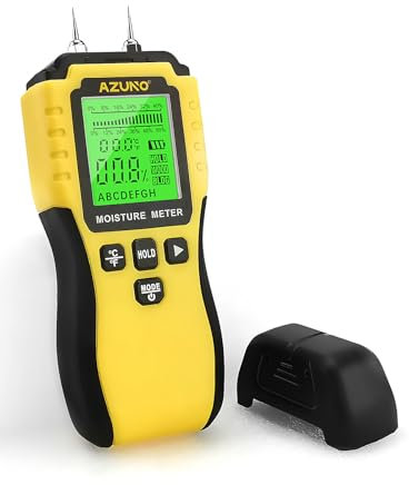 Moisture Dampness Meter Damp Detector Tester for Wood Walls Firewood Logs Floors Caravan, 8 Modes Pin-Type Moisture Meter with Backlit LCD Display and Audible Alert, for Drywall and Building Material