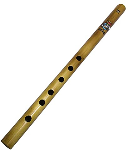 Zaza Percussion- 6 Finger holes - Polished Bamboo Flute state (C - 16'' Indian Flute)