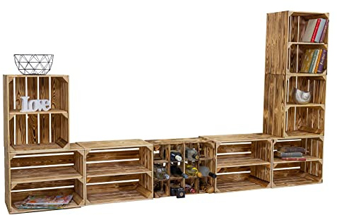 Vinterior Wohnwand Paris mit TV Board und Kombiregalen Wohnwand Mediawand Schrankwand Anbauwand Wohnzimmer Set Wand