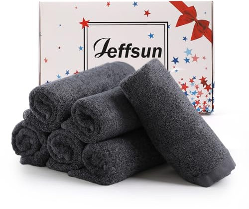 Face Towels 6 Pack, 13x13 inch Extra Large Grey Wash Cloths on Sensitive Skin, Super Soft and Gentle Bath Washcloths for Face and Body, Easy to Rinse Fast Dry Makeup Remover Eraser Face Cloths