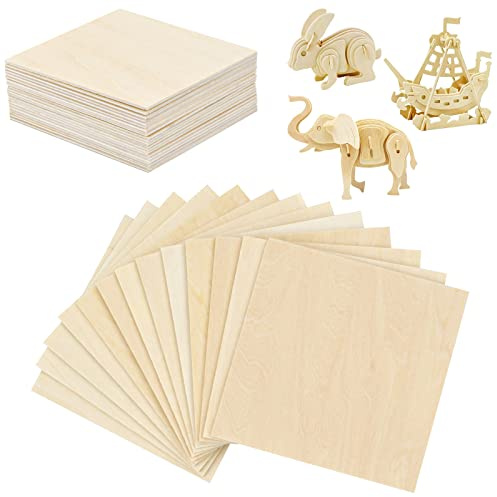 6 Pcs Balsa Wood Sheets, 300 x 200 x 2mm Plywood Sheets, Thin Craft Wood Board, Unfinished Wood DIY Craft Project Ply Board for House Aircraft Ship Boat Arts and Crafts Projects Wooden DIY Ornaments
