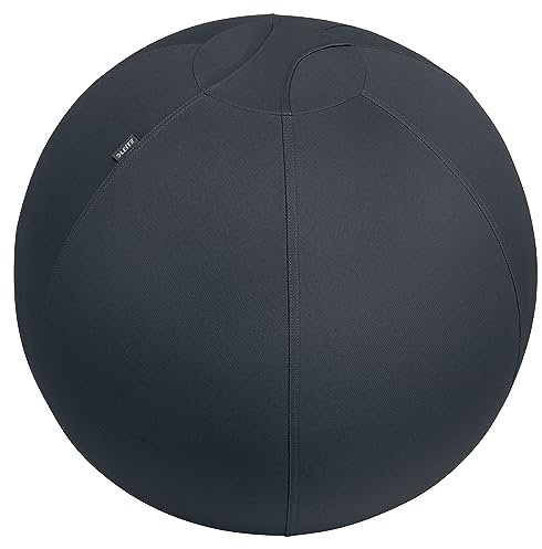Leitz Ergo Active Sitzball mit Anti-Wegroll-Funktion, Ergonomische Alternative zum Bürostuhl, Gymnastikball, 65 cm Durchmesser, Stoffbezug, Für Büro oder Home Office, Ergo-Serie, Dunkelgrau, 65420089