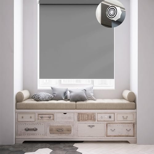 Verdunkelungsrollo ohne Bohren Klemmfix 35 x 210 cm Einfache Installation Easyfix, Hitzeschutzrollo mit Verstellbarer Kette für Türen und Fenster, Hellgrau