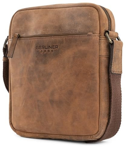 Berliner Bags Vintage Umhängetasche Tom, Schultertasche aus Leder, Männerhandtasche und Crossbody für Herren – Braun