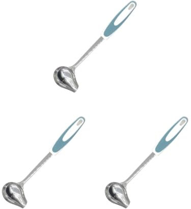 3 Set Mint Sauce Long Soup Ladle with Spout Stainless Steel Kitchen Serving Salad Dressing Gravy Spoon, Blue