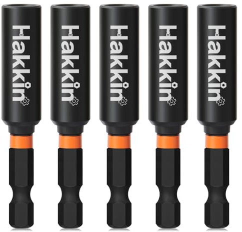 Hakkin Magnetic Bit Holder 5Pcs 60mm Impact Bit Holder S2 Steel Drill Bits Holders Professional 1/4” Hex Shank Extension Bits Holders for Impact Driver