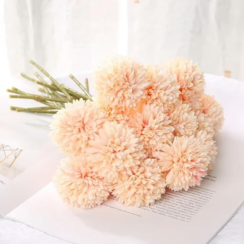 Ramo de flores artificiales de hortensias para decoración del hogar, dormitorio, decoración de boda, jarrones de manualidades, accesorios de arreglos florales, naranja claro, 5 unidades