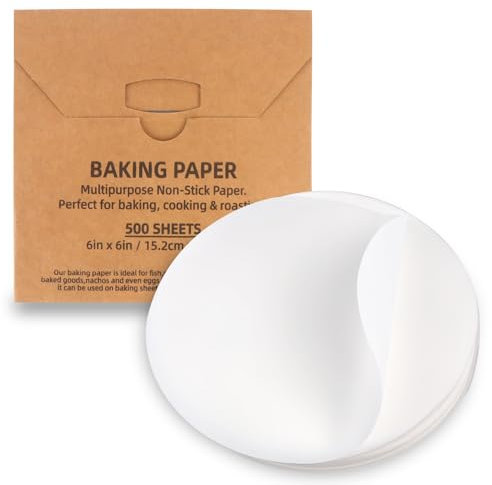 6 Inch Parchment Paper Rounds 500Pcs, Non Stick Pre-cut Round Parchment Paper for tortilla press liners,Storage/Freezing Hamburger Patties, Baking Pizzas (White-6)