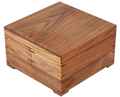 CLRAWSHB Schmuckkästchen, Schmucktruhe aus hellem schwarzem Walnussholz, Schreibtisch-Aufbewahrungsbox aus Massivholz für Ringe, Ohrringe, Halsketten, Armbänder, Schmuckschatulle für Damen