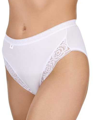 La Marquise Lot de 6 culottes échancrées en dentelle pour femme, blanc, 44