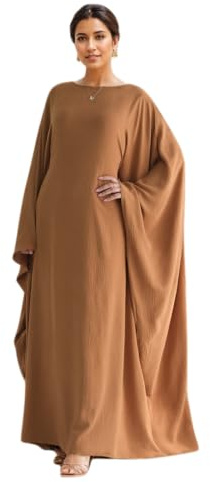 RUIG Women Muslim Robe Soft Crepe Butterfly Batwing Abaya Dubai Luxury Islam Muslim Kaftan Modest Dress