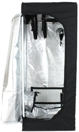 Growzelt 50x50x120 cm, Anbaubox für Pflanzenzucht, Pflanzenzelt Schwarz