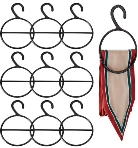 AHANDMAKER 10 Stück Schwarze Schal Kleiderbügel. Runder Schalringhalter Aus Kunststoff Runder Schal Organizer Aufhänger Platzsparender Schal Aufhänger Zum Aufhängen Für Den Schrank 4.7x7.28