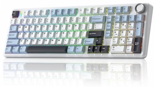x Aula F99 Pro Wireless Mechanical Keyboard, Gasket Hot Swappable Custom Keyboard with Knob, RGB Backlit,Pre-lubed Reaper Switches PBT Keycaps BT5.0/2.4GHz/USB-C Creamy PC Gaming Keyboards - Blue