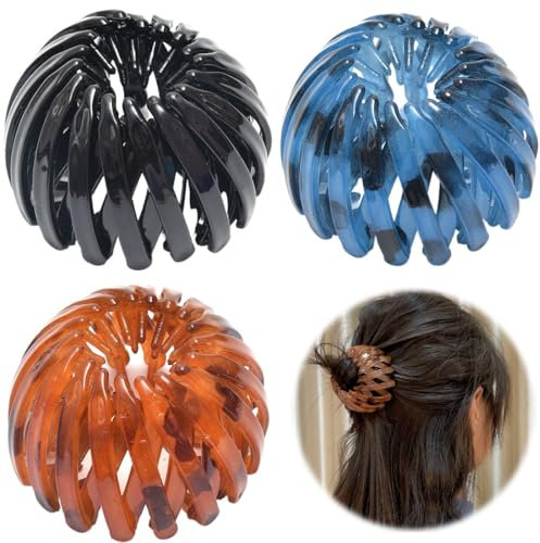 3 pezzi Capelli da Donna, Vintage, a Nido d'uccello, Clip per Capelli, Grandi, Pinza per Capelli, Accessori per Capelli, per Ragazze e Donne, Tinta Unita