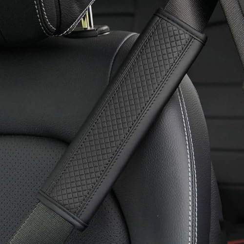 PGYREUGQ 2 StüCk Auto Sicherheitsgurt Gurtpolster für VW Golf 6 Sedan/Tiguan/T ROC/Touran/T Cross, Leder Sicherheitsgurtbezug Schulterschoner Auto-InnenzubehöR,B/Black