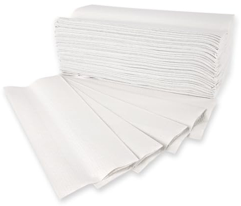 3648 Stück Hygoclean Papierhandtücher, 1-lagig | Recyclingpapier, C-Falzung, weiß, L: 25cm, B: 32cm, Papierhandtücher, ZZ-Falz, Falthandtuch