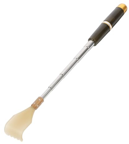 Teleskop Rückenkratzer 1 Stück aus Aluminiumlegierung in Khaki | Imitation Ox Horn, Leicht und Ausziehbar, Angenehme Oberfläche, für Körperentspannung