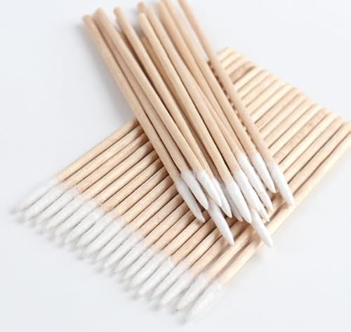 200 tamponi di cotone a punta in legno, 7 cm, applicatori per tatuaggi, sopracciglia, bellezza, trucco, unghie (bambù)