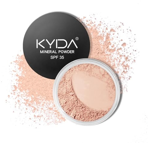 KYDA Poudre minérale, SPF 35, poudre lâche translucide pour le visage, couverture transparente, poudre de réglage sans huile, poudre de finition pour anneau bluring, maquillage de base extension, 0,28