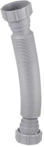 DIYEAH Adjustable Grey Flexible Kitchen Sink Drain Extension Pipe Double Head Corrugated Stretchable Waste Water Connector for Bathroom Wash Basin Drainage