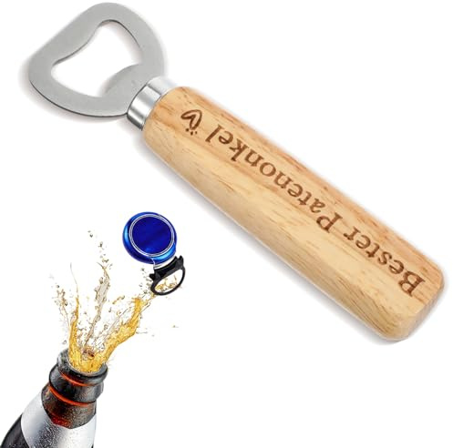 HJZHII Flaschenöffner Holzgriff, Edelstahl Bester Patenonkel Geschenk | Bieröffner Flaschenöffner Lustig Vatertagsgeschenke Weihnachtsgeschenke für Ehemann Freund Vater Opa
