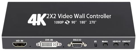 Rensaday Processore Video Wall Multi-Schermo 4K | 4 Uscite HDMI | Rotazione Schermo (90°/180°/270°) | Controller Video Wall 2×2 | Estrazione Audio Integrata