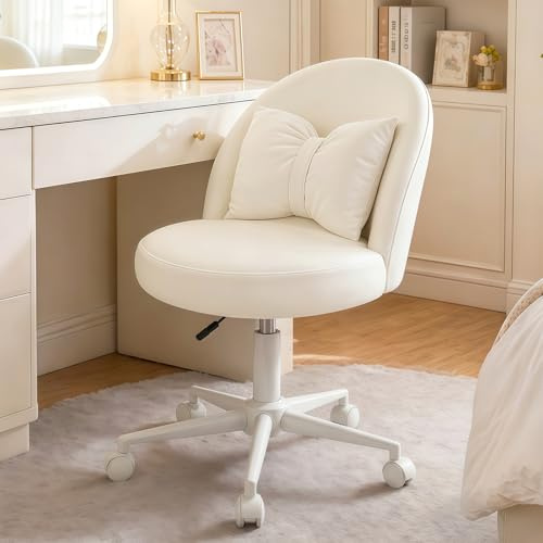XUEGW Schreibtischstuhl aus Samt mit Kissen, verstellbare Höhe, armlos, Bürostuhl, weiche Polsterung, Make-up-Stühle, moderner Akzent, Schminkstuhl für Zuhause, Büro, Schlafzimmer