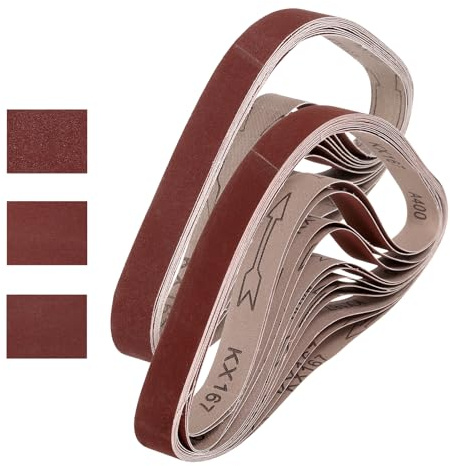 QUARKZMAN 30Pz Nastri Abrasivi 25mm x 762mm 240/320/400 Grana Carta Vetrata | Ossido di Allumina, per Levigatrice, per Lavorazione Legno Lucidatura Metalli Affilatura Coltelli