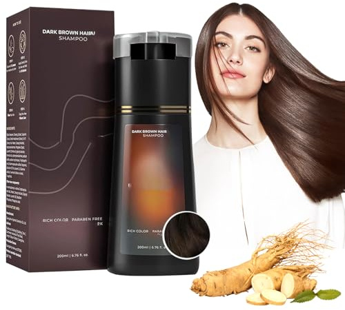 Dark Brown Hair Dye Shampoo, 3 in 1 Colour Shampoo to Cover Grey Hair, Natural Plant Extract Hair Care, Long Lasting Color Shampoo for Men and Women, Easy Use, Nourishing Formula