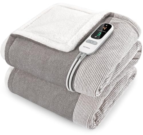 berssen Manta Eléctrica 180x160CM - 6 Temperaturas - Timer 9 - Protección contra Sobrecalentamiento, Manta Térmica Apagado Automático, Lavable a Máquina - Triple Combinación Colores