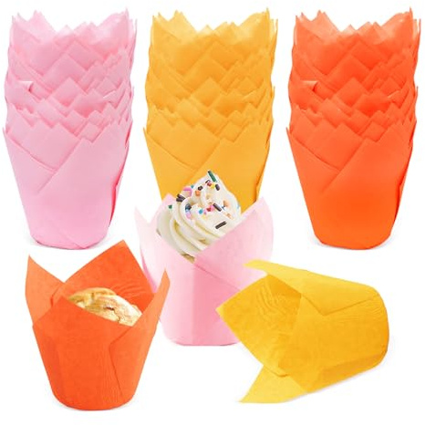Muffinförmchen Papier, 150 Stück Tulpe Muffin Fälle, Cupcake Wrapper für Hochzeit Geburtstag Party (Drei FarbenB)