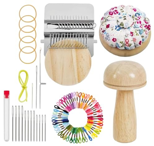Kit para zurcir - Kit de telares de zurcir mini setas, mini parche para tejer, herramienta para zurcir para tejer | El juego de parches de punto incluye 14 agujas de ganchillo y 14 agujas