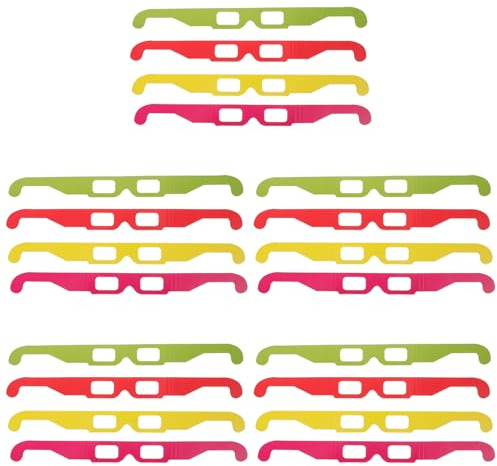 GRIRIW Lunettes Anaglyphes 3D en Carton Expérience Visuelle Spectaculaire Lot de 20 en Différentes Couleurs pour Garçon et Filles et pour Films et Jeux 3D