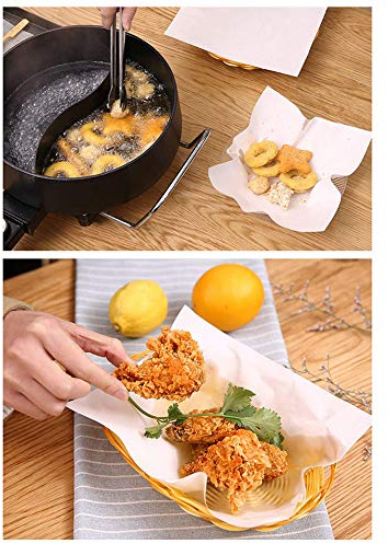 Dioche Grasa Frita para Alimentos 50PCS Hojas Absorbentes de Aceite - Excelente Absorción para Alimentos Fritos - Material de Pulpa - Ideal para Cocinar (Como se muestra)