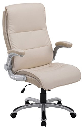 CLP Sedia Ufficio XXL Villach In Similpelle I Poltrona Studio Con Braccioli Reclinabili I Poltrona Ergonomica Regolabile, Colore:crema