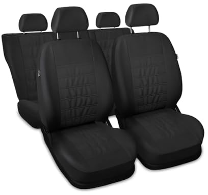 Autositzbezüge universal Auto Sitzbezüge kompatibel mit Peugeot 3008 Kunstleder und Polyester Autoschonbezüge Grau Sitzauflage Vorne und Hinten