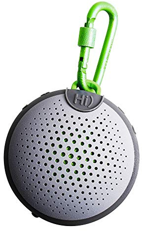 Boompods Aquablaster Small Portable Bluetooth Speaker - Mini Wireless Speakers with Amazon Alexa Capabilities, IPX7 Waterproof Shower Speaker, Mounting Options for Bathroom & Travel - Grey/Green